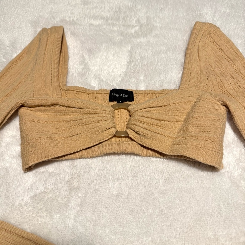 MAJORELLE Revolve Sahara Knit Ribbed Crop Top In Ginger Root Medium - Picture 3 of 8